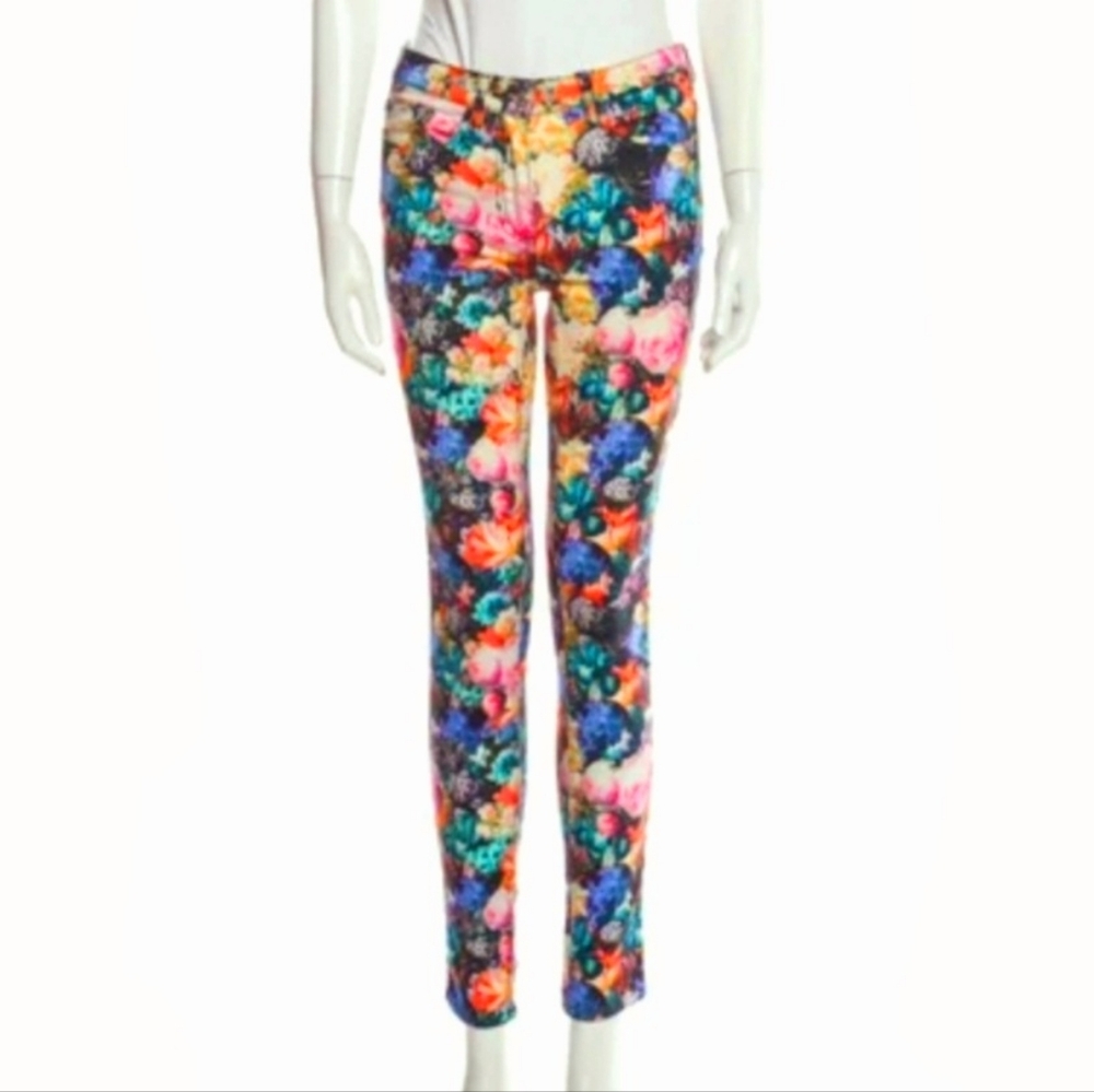 Sandro Paris Petunia Floral Jeans Multicolor Bohemian Cottagecore Size 40 US 8